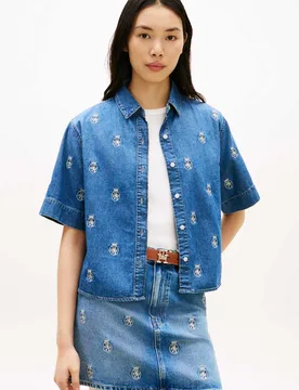 Denim Embroidered Relaxed Shirt Denim Mix female - Tommy hilfiger - FashionsVida