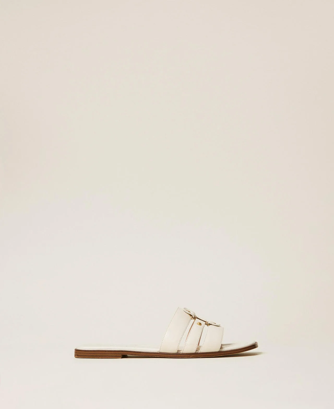 Sandales slide en cuir avec logo - TWINSET - FashionsVida