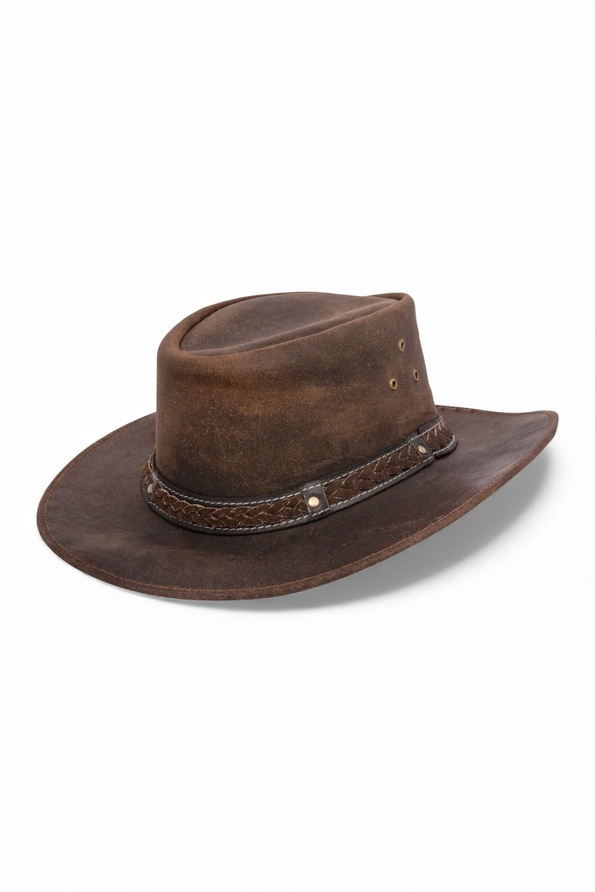 Mens Cowboy Aussie Real Leather Western Hat - - Size: L - Infinity - FashionsVida