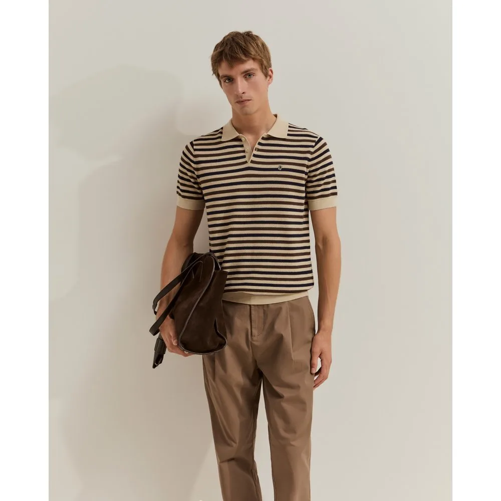 Polo de manga corta de hombre en algodón a rayas - Lion of Porches - FashionsVida