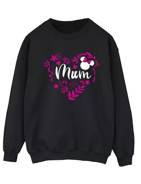 Women's Mum Heart Minnie Mouse Sweatshirt in Black Size: Medium - Black - Size: M - Disney - FashionsVida