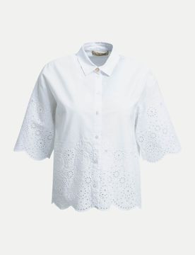 Bluse mit Lochstickerei Weiß M