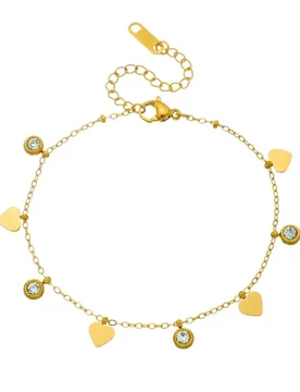 Punk Zirconia Round and Heart Charm Bracelet Female Gold Color Stainless Steel Chain Link Bracelet for Woman Fashion Jewelry - Aliexpress - FashionsVida