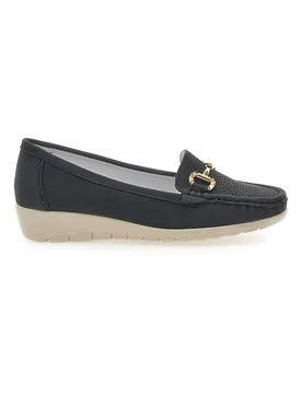 Mocassini Neri con Fibbia Dorata MINA1230 39 - MIO TEMPO - FashionsVida