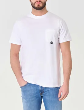 T-shirt mezza manica bianca in puro cotone con taschino applicato sul petto - Roy Roger's - FashionsVida