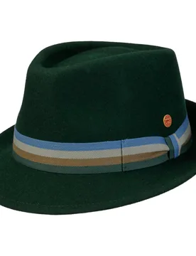 Four Colour Band Trilby Wool Hat by - dark green - Size: L (58-59 cm) - Mayser - FashionsVida