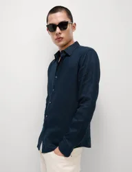 Slim Fit Pure Linen Shirt Navy male