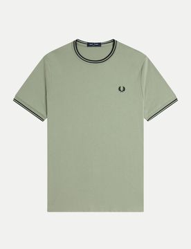 T-Shirt mit Doppelstreifen Grün S