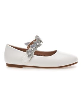 Ballerine bianche con cinturino fiocchi gioiello 392609S 32