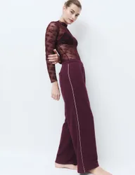 Cotton Rich Loopback Wide Leg Joggers Burgundy female