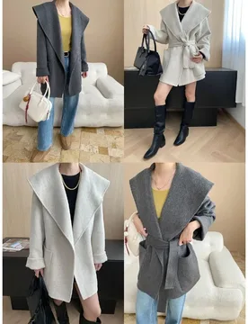 Women's Spring Autumn Blouse Outerwear Wool Coat Bathrobe Cape-style Lapel Tie-front Reversible New Elegant Niche Versatile Fit - Aliexpress - FashionsVida