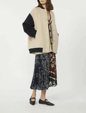 Gonna midi blu e coccio Weekend plissé con motivo bandana stampato all over - Max Mara - FashionsVida