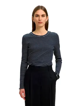 Maglietta A Maniche Lunghe Anna Stripe Dark Sapphiresnow White Stripes / Thin L