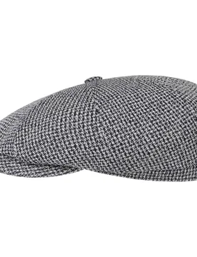 Hatteras Cotton Jersey Flat Cap by - black-white - Size: S (54-55 cm) - Stetson - FashionsVida