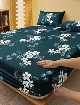 Piezas Juego de ropa de cama con patrón floral elegante (1 pieza falda de cama + 1/2 piezas funda de almohada), protector de colchón, funda de colch - Shein - FashionsVida