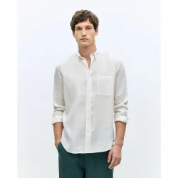 Camisa de sport de manga larga 100% lino classic fit de hombre