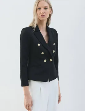 Women's Petite Forever Tailored Button Military Blazer in Black Size: 16 - Black - Size: 16 - Karen millen - FashionsVida