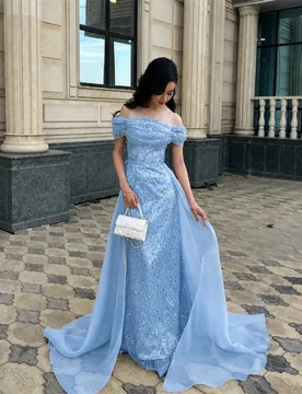 Lucy Tulle Off The Shoulder sky blue A-Line Off-shoulder Sequined Elegant Luxury Evening Dress 2026 Prom Dress Customized - Aliexpress - FashionsVida