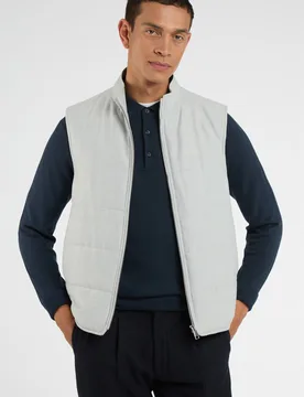 Mens Sleeveless Regular Gilet In Light Grey - Size Large - Melka - FashionsVida