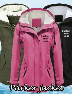 Women Fashion Custom Your Logo Jacket Winter Warm Lined Jacket Coat Casual Hooded Outwear Parka Jacket with Pockets - Aliexpress - FashionsVida