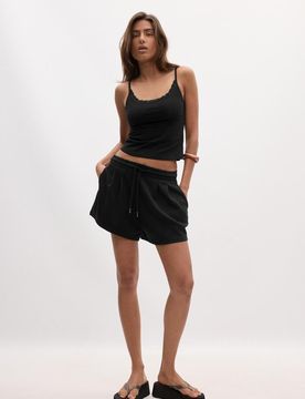 Shorts mit Bundfalten, weicher Griff Schwarz L