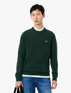 Pure Cotton Crew Neck Jumper Green male - Lacoste - FashionsVida