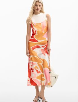 Vestido 2 en 1 tirantes, Mujer, Poliester, Naranja, XS