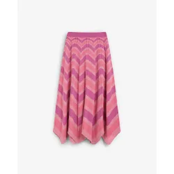 Falda de punto midi con estampado en zigzag