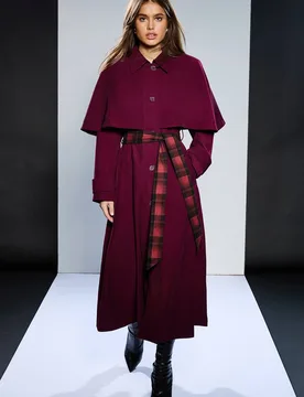 Women's Runway 1.8.18 Belted Cape Coat in Berry Size: 12 - Berry - Size: 12 - Debenhams - FashionsVida