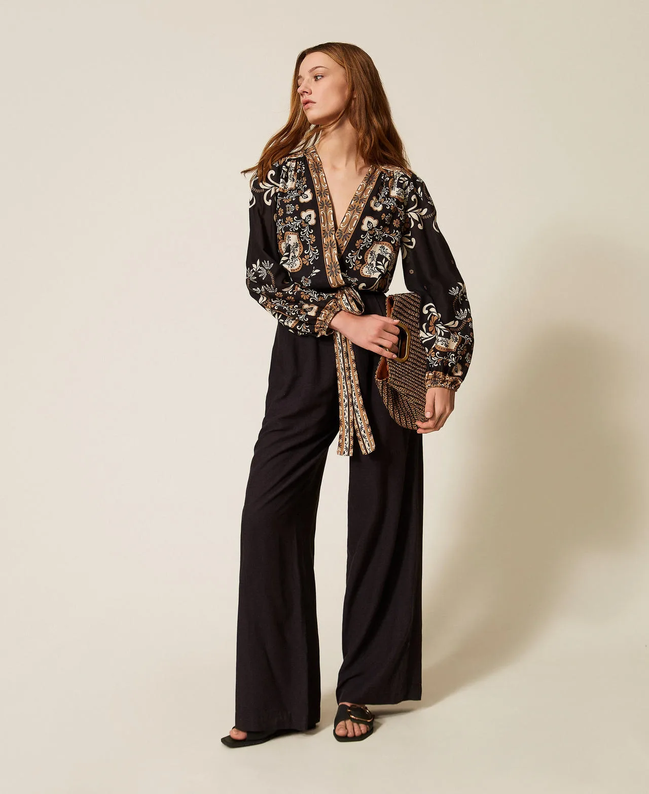 Combinaison en lin mélangé imprimé - TWINSET - FashionsVida