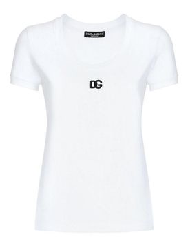 T-shirt bianca con logo ricamato