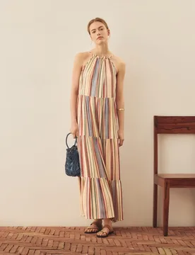 Vestido largo con cuello halter - Southern Cotton - FashionsVida