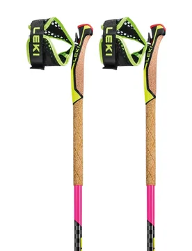 Bâton Mezza Race Neon Pink / Black / Neon Yellow 130 cm Homme - Leki Alpino - FashionsVida