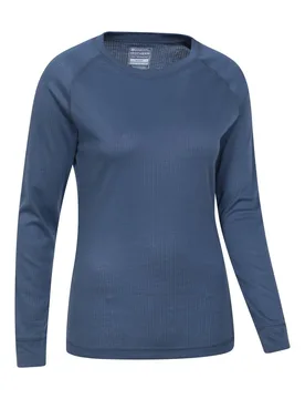 Women's Talus Baselayer Top Long Sleeve Thermal Sweater in Mid Blue Size: 8 - Mid Blue - Size: 8 - Mountain Warehouse - FashionsVida