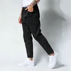 Jeans casuales de unicolor para hombres con bolsillos