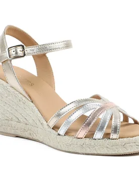 Womens Alivia2 Leather Wedge Heel Espadrilles - Gold - Size Uk 5 - Jones Bootmaker - FashionsVida