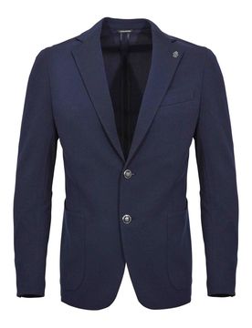 Giacca Monopetto In Tessuto Stretch Navy