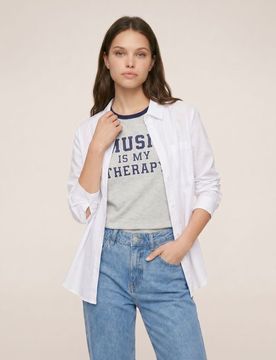 T-shirt con scritta e finiture a contrasto - grigio chiaro