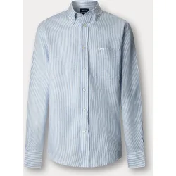 Camisa de hombre de lino a rayas bengal fit Club