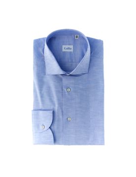 Camicia lino cotone AZZURRO 43