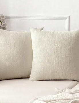 Pieza/2 piezas Funda de cojín decorativo blanco crema (relleno de almohada no incluido) con textura 3D, estilo granja moderna acogedora de chenilla c - Shein - FashionsVida