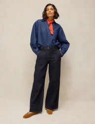 Mid Rise Wide Leg Jeans Dark Blue Denim female