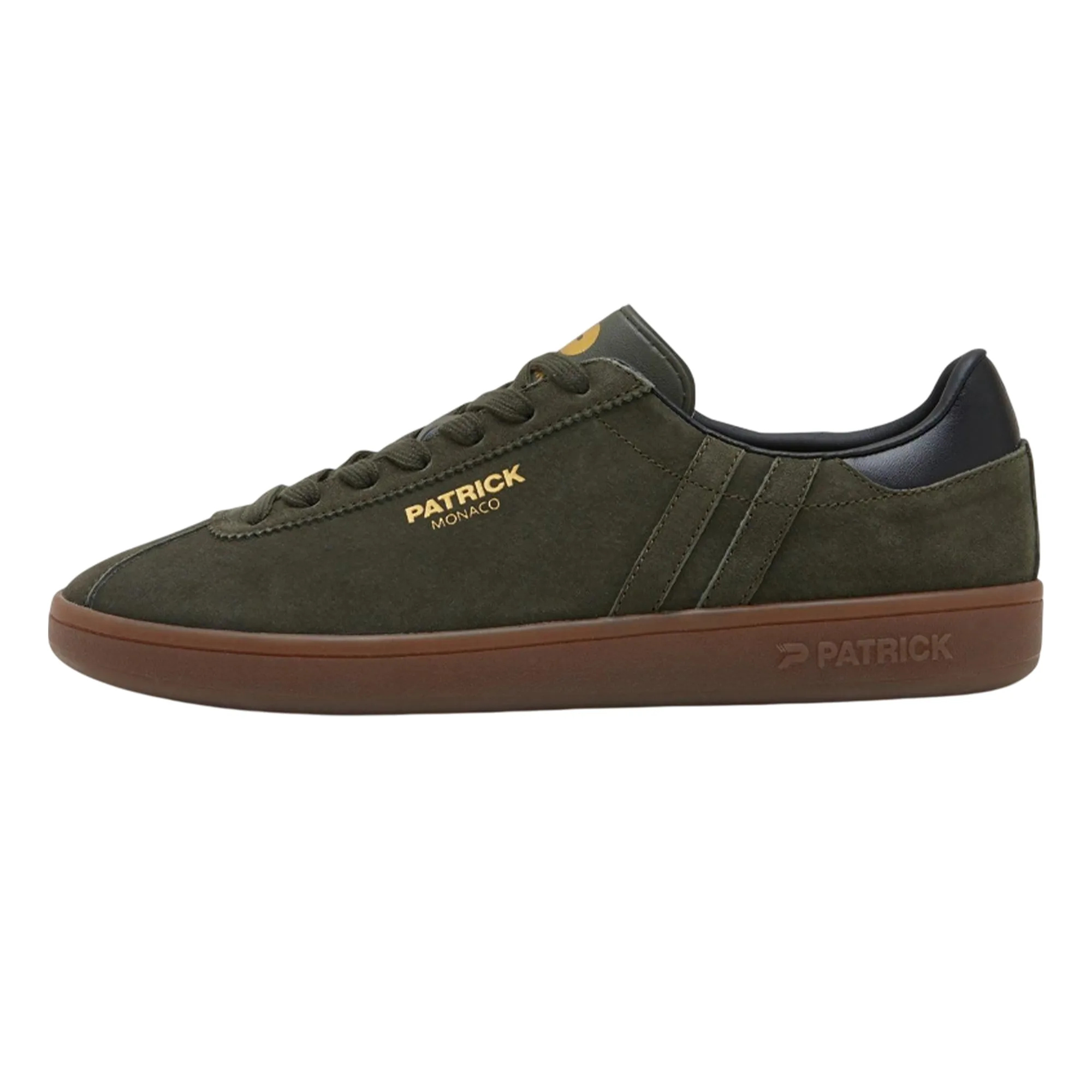 Mens Monaco Suede Cupsole Trainers (Olive/black) - Size Uk 8 - Patrick - FashionsVida