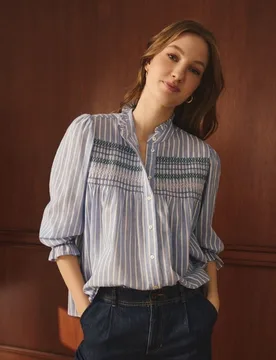 Blusa de mujer manga larga rayitas nido abeja - Lloyd's - FashionsVida