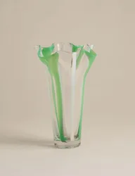 Striped Handkerchief Glass Vase Sage