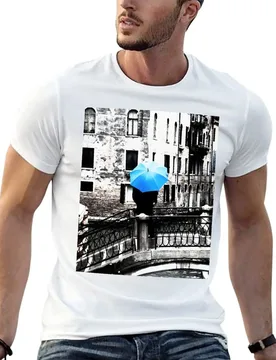 Blue Umbrella in Venice T-Shirt man t shirt designer cotton t shirts man 100% t shirt custom print T-shirt - Aliexpress - FashionsVida