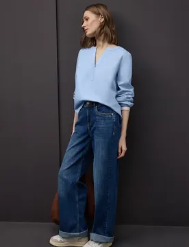 Tunika mit Tapedetails female Blau