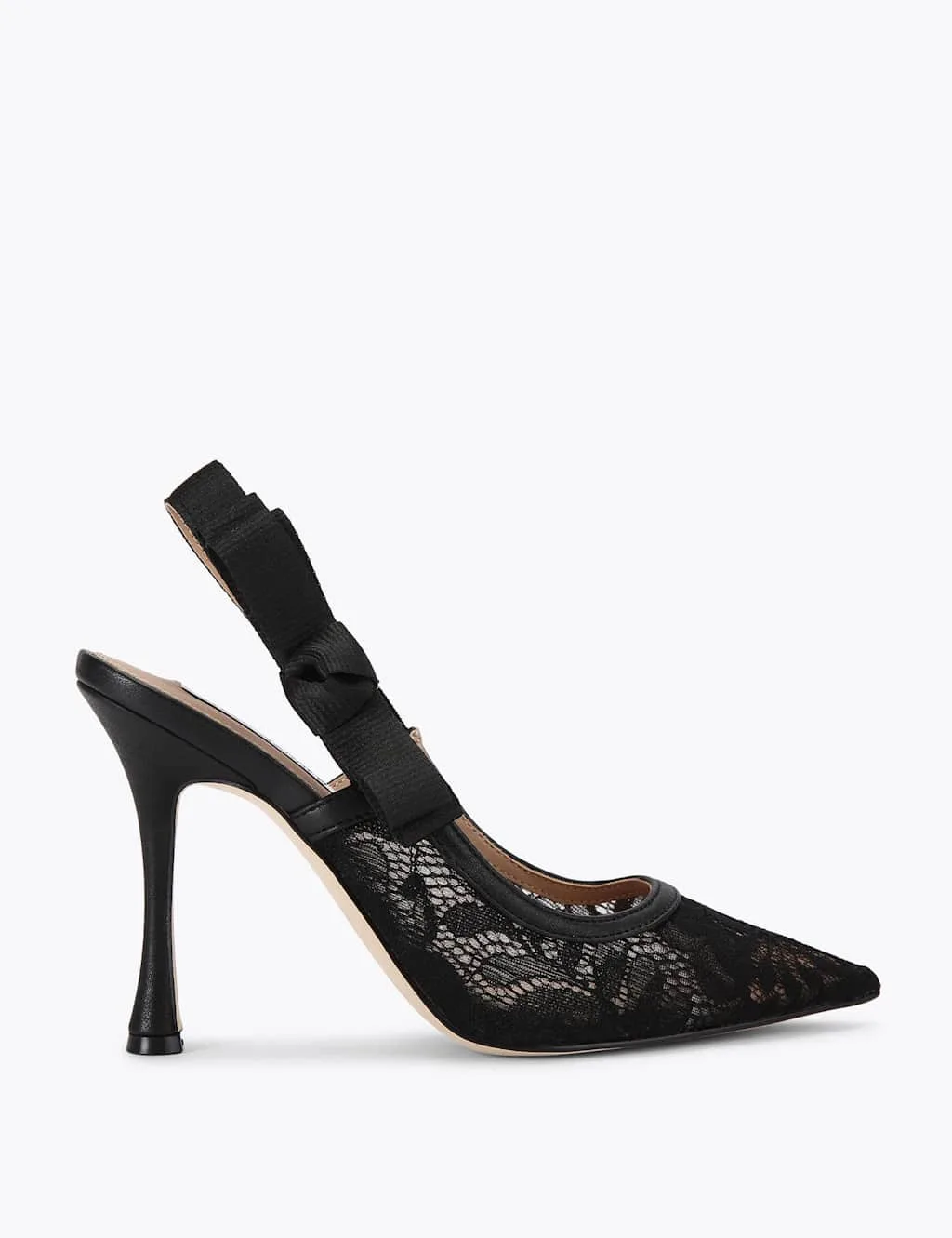 Lace Stiletto Heel Pointed Slingback Shoes Black female - Steve madden - FashionsVida