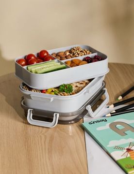 Lunch box con scomparti - grigio chiaro