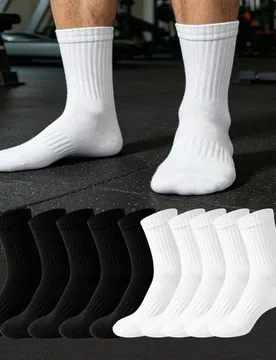 Pares de calcetines de tripulación para hombres, calcetines de fitness a rayas antideslizantes, calcetines para correr al aire libre, calcetines de b - Shein - FashionsVida